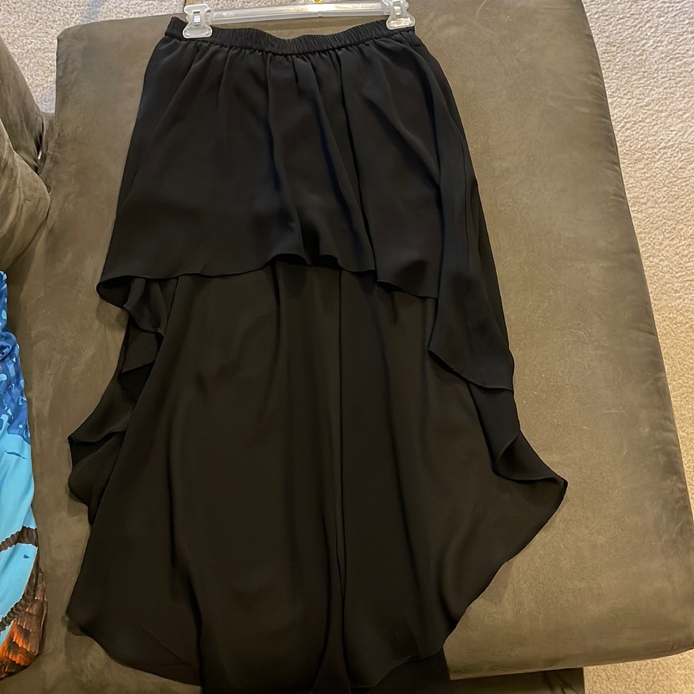 Black high-low skirt with built in shorts